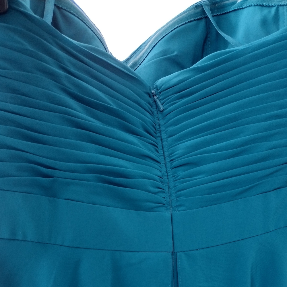 Aqua Teal Peacock Blue Color Strapless Dress - Picture 10 of 11